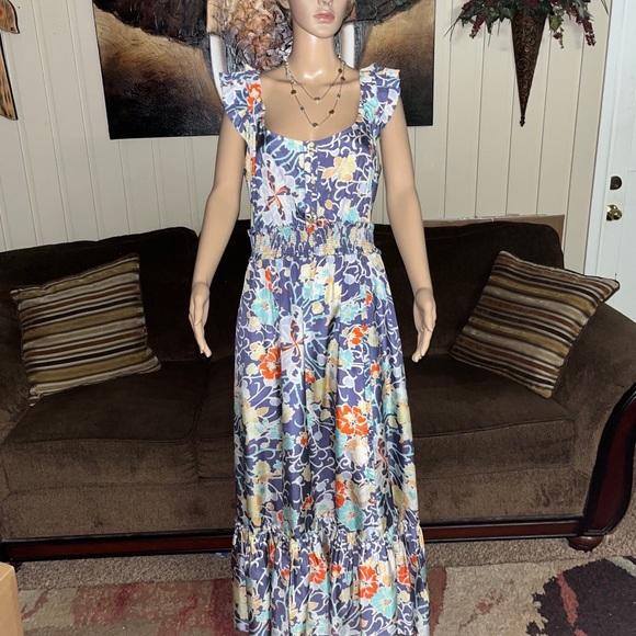 Leifsdottier • Maxi • Boho • Multi-Colors • Floral • Silk • Size 12 • Dress - Picture 1 of 16